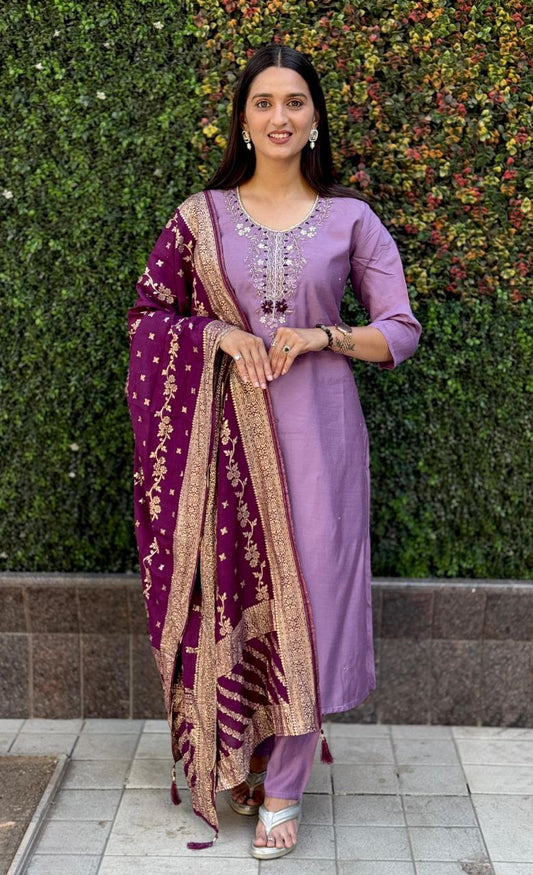 Attractive Wedding Wear Hand Work Roman Silk Salwar Suit