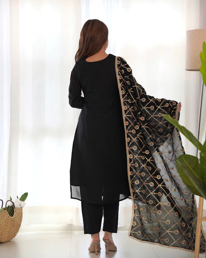 Beauteous Party And Festive Wear Embroidery Sequence And Dori Work Full Stitched Designer Silk Salwar Suit