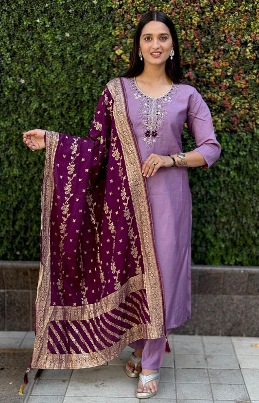 Attractive Wedding Wear Hand Work Roman Silk Salwar Suit